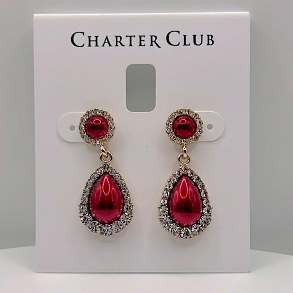 Marquis Red Drop Earrings - Picture 1 of 1
